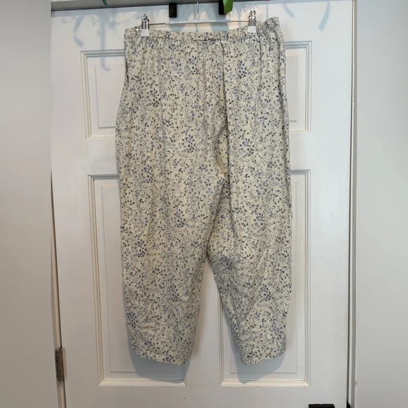 Samantha Sportswear Cream Set with Blue Flowers Cropped Tank and Ankle Pants - Picture 6 of 6